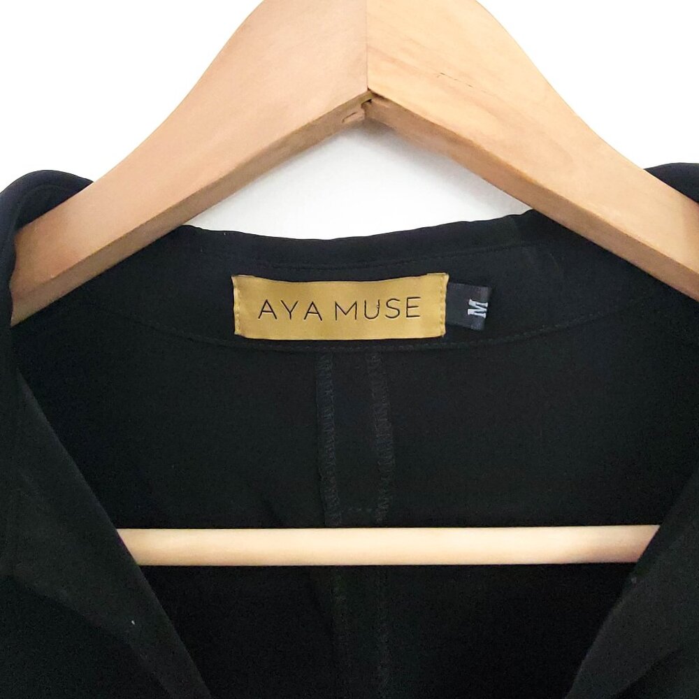 Aya Muse Collared Mini Shirt Dress in Black Medium - Picture 8 of 9
